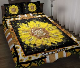 Personalized Christian, Jesus, God Quilt Bedding Set, God Says You Are Sunflower Quilt Blanket With Pillowcases, Duvet Cover Set