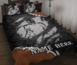 Personalized Football Quilt Bedding Set, American Football Player Ball Crack Quilt Blanket With Pillowcases, Custom Name Duvet Cover Set