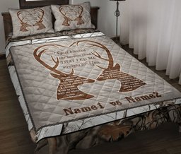 Personalized Hunting Quilt Bedding Set, Buck Doe Deer Couple I Choose You Hunting Deer Horn Quilt Blanket With Pillowcases, Duvet Cover Set