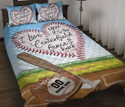 Personalized Baseball Quilt Bedding Set, Baseball I Love You To The Centerfield Fence And Back Quilt Blanket With Pillowcases, Duvet Cover Set