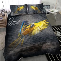 Personalized Conure Quilt Bedding Set, Parrot Sun Conure Bird 3D Print Quilt Blanket With Pillowcases, Custom Name Duvet Cover Set