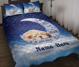 Personalized Shih Tzu Quilt Bedding Set, Shih Tzu Dog I Love You To The Moon And Back Quilt Blanket With Pillowcases, Duvet Cover Set