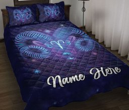 Personalized Zodiac Quilt Bedding Set, Aries Zodiac Quilt Blanket With Pillowcases, Custom Name Duvet Cover Set