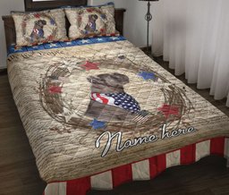Personalized Bulldog Quilt Bedding Set, Bulldog Dog We The People Patriotic Quilt Blanket With Pillowcases, Custom Name Duvet Cover Set
