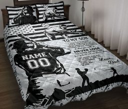 Personalized Baseball Quilt Bedding Set, Black White Baseball Boy Baseball Quilt Blanket With Pillowcases, Duvet Cover Set