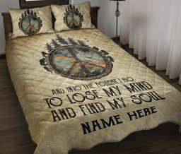 Personalized Hippie Quilt Bedding Set, Peace Sign Into Theest I Go Find My Soul Quilt Blanket With Pillowcases, Custom Name Duvet Cover Set