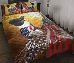 Personalized Bulldog Quilt Bedding Set, French Bulldog Dog American Eagle US Flag We People Quilt Blanket With Pillowcases, Duvet Cover Set