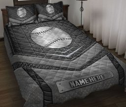 Personalized Softball Quilt Bedding Set, Softball Silvers Quilt Blanket With Pillowcases, Custom Name Duvet Cover Set