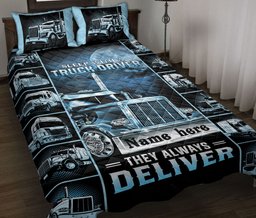 Personalized Trucker Quilt Bedding Set, Sleep With A Truck Driver They Always Deliver Quilt Blanket With Pillowcases, Duvet Cover Set