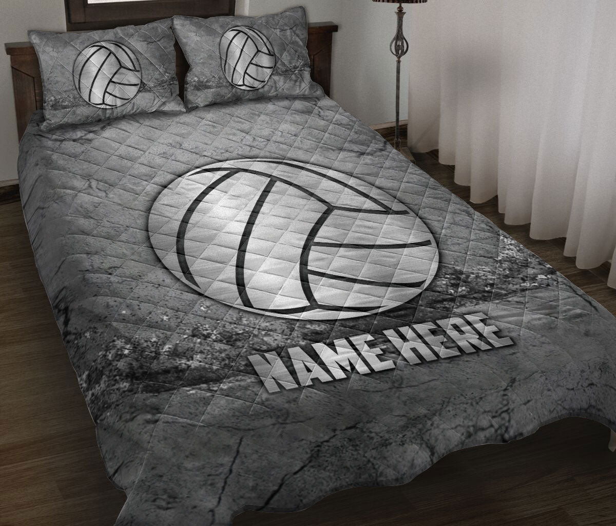 Personalized Softball Quilt Bedding Set, Softball Scratch Grays Quilt Blanket With Pillowcases, Custom Name Duvet Cover Set
