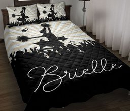 Personalized Cheerleading Quilt Bedding Set, Cheerleading Cheerleader Sunburst Quilt Blanket With Pillowcases, Custom Name Duvet Cover Set
