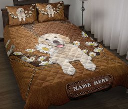 Personalized Golden Retriever Quilt Bedding Set, Golden Retriever Labrador Retriever Quilt Blanket With Pillowcases, Duvet Cover Set