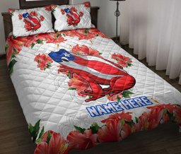 Personalized Puerto Rico Quilt Bedding Set, Puerto Rico Puerto Rican Coqui Thespesia Grandiflora Quilt Blanket With Pillowcases, Duvet Cover Set