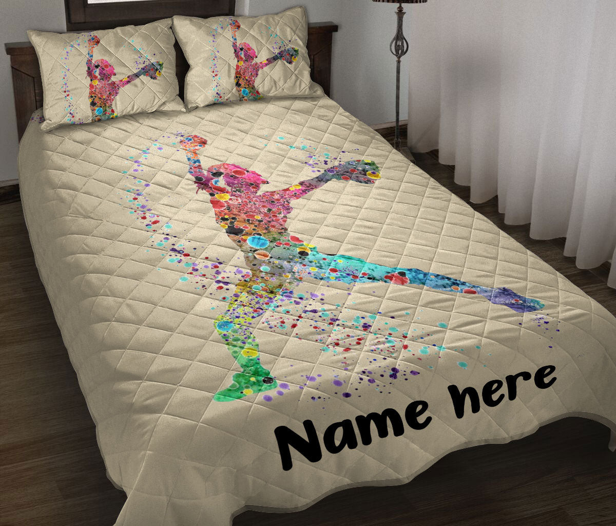 Personalized Softball Quilt Bedding Set, Softball Pitcher Girl Player Quilt Blanket With Pillowcases, Custom Name Duvet Cover Set