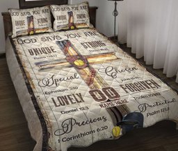 Personalized Softball Quilt Bedding Set, Softball Ball Glove God Says You Are Quilt Blanket With Pillowcases, Duvet Cover Set