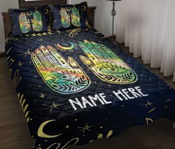 Personalized Wicca Quilt Bedding Set, Nazar Greek Matiasma Mati Evil Mataki Eye Hand Wicca Quilt Blanket With Pillowcases, Duvet Cover Set