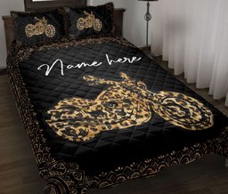 Personalized Motorcycle Quilt Bedding Set, Motorcycle Mandala Quilt Blanket With Pillowcases, Custom Name Duvet Cover Set