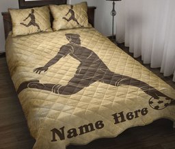 Personalized Soccer Quilt Bedding Set, Soccer Quilt Blanket With Pillowcases, Custom Name Duvet Cover Set