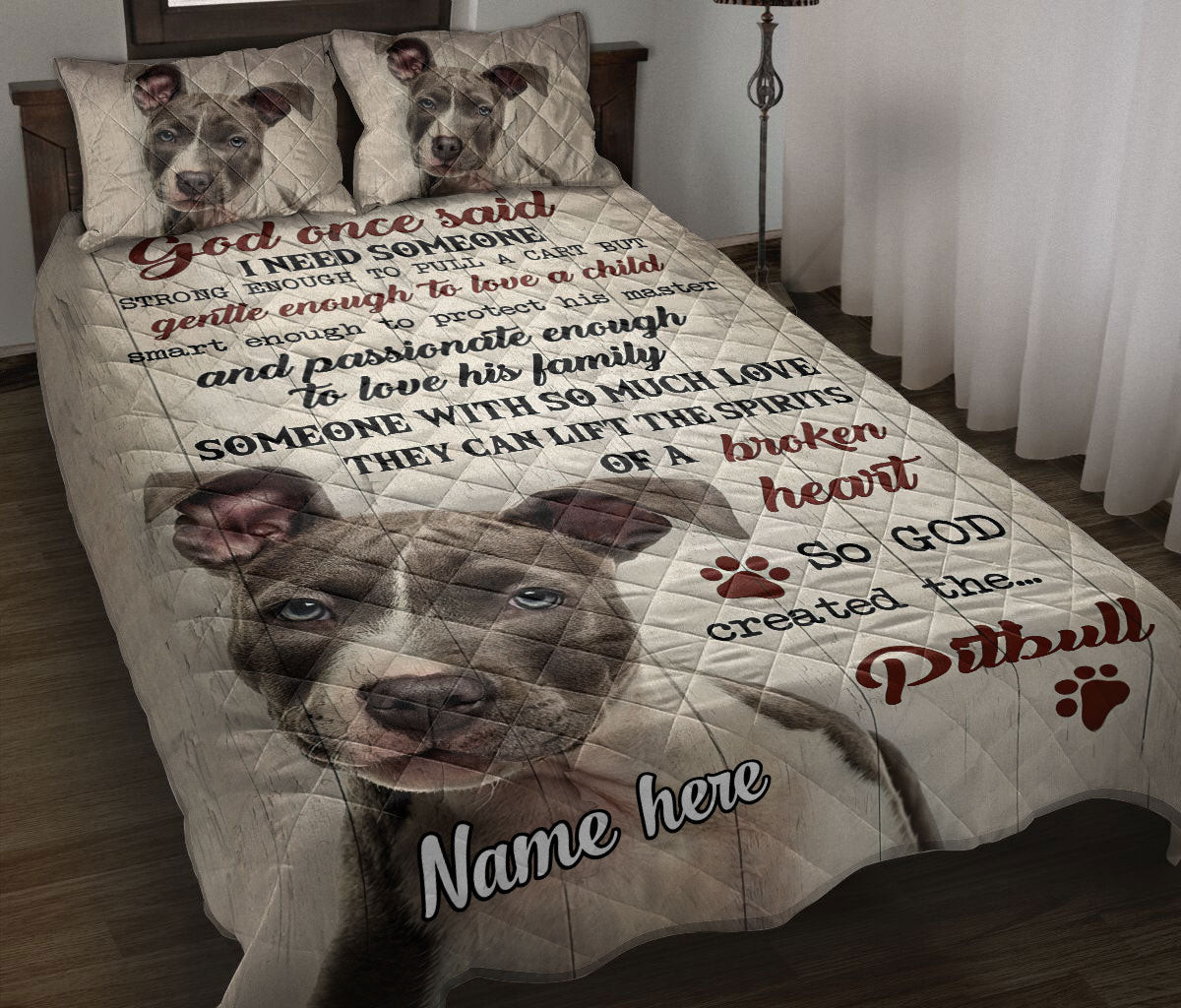 Personalized Bulldog Quilt Bedding Set, Bulldog God Once Said Dog Quilt Blanket With Pillowcases, Custom Name Duvet Cover Set