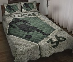 Personalized Soccer Quilt Bedding Set, Soccer Texture Quilt Blanket With Pillowcases, Custom Name and Number Duvet Cover Set