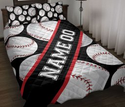Personalized Baseball Quilt Bedding Set, Baseballs Quilt Blanket With Pillowcases, Custom Name and Number Duvet Cover Set, Sports Gifts