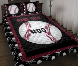 Personalized Baseball Quilt Bedding Set, Baseball Ball Quilt Blanket With Pillowcases, Custom Name and Number Duvet Cover Set, Sports Gifts