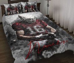 Personalized Football Quilt Bedding Set, D Ust American Football Boy Quilt Blanket With Pillowcases, Custom Name and Number Duvet Cover Set