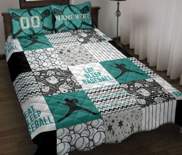 Personalized Baseball Quilt Bedding Set, Eat Sleep Baseball Boy Patchwork Quilt Blanket With Pillowcases, and Number Bedding, Sports Gifts