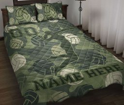 Personalized Volleyball Quilt Bedding Set, Volleyball Girl Ball Quilt Blanket With Pillowcases, Custom Name and Number Duvet Cover Set