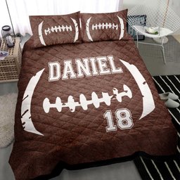 Personalized Football Quilt Bedding Set, America Football Quilt Blanket With Pillowcases, Custom Name and Number Duvet Cover Set