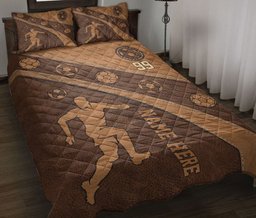 Personalized Soccer Quilt Bedding Set, Soccer Player Quilt Blanket With Pillowcases, Custom Name and Number Duvet Cover Set