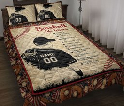 Personalized Baseball Quilt Bedding Set, Baseball Lesson Boy Quilt Blanket With Pillowcases, Custom Name and Number Duvet Cover Set, Sports Gifts