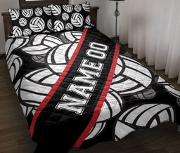 Personalized Volleyball Quilt Bedding Set, Volleyballs Quilt Blanket With Pillowcases, Custom Name and Number Duvet Cover Set