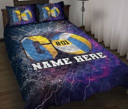 Personalized Volleyball Quilt Bedding Set, Go Volleyball Player Quilt Blanket With Pillowcases, Custom Name and Number Duvet Cover Set
