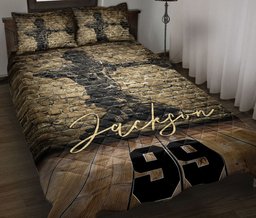 Personalized Baseball Quilt Bedding Set, Baseball Player Wall Quilt Blanket With Pillowcases, Custom Name and Number Duvet Cover Set, Sports Gifts