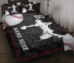 Personalized Baseball Quilt Bedding Set, Baseball Catcher Ball Quilt Blanket With Pillowcases, Custom Name and Number Duvet Cover Set, Sports Gifts