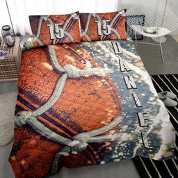 Personalized Basketball Quilt Bedding Set, Basketball Ball 3D Print Quilt Blanket With Pillowcases, Custom Name and Number Duvet Cover Set