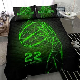 Personalized Basketball Quilt Bedding Set, Basketball Light Digital Line Quilt Blanket With Pillowcases, Custom Name and Number Duvet Cover Set