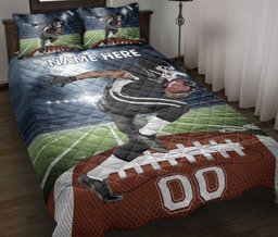 Personalized Football Quilt Bedding Set, Football Player Field Night Quilt Blanket With Pillowcases, Custom Name and Number Duvet Cover Set