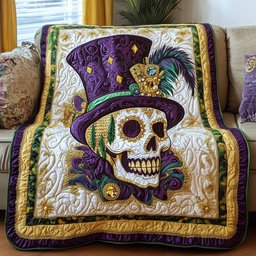 Mardi Gras Skull Quilted Blanket GFTOAB3491