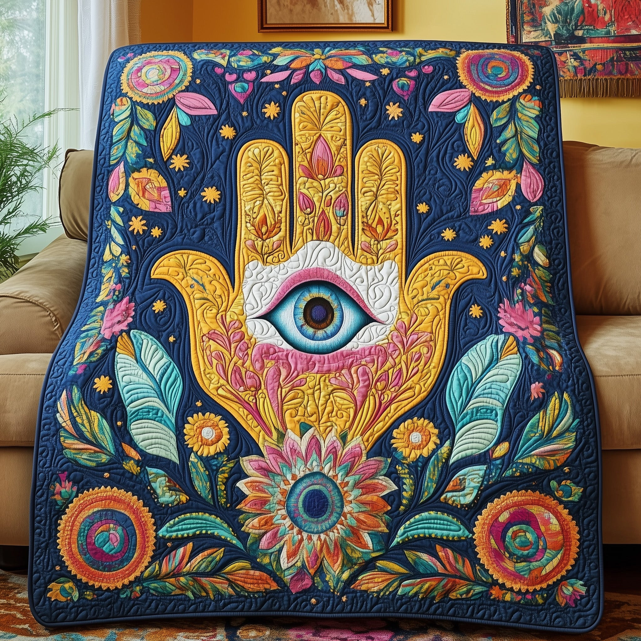 Jewish Hamsa Quilted Blanket GFTOHD3353