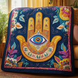 Jewish The Hamsa Quilted Blanket GFTOHD3383