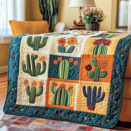 Blooming Cactus Haven Quilted Blanket GFTOTP4165