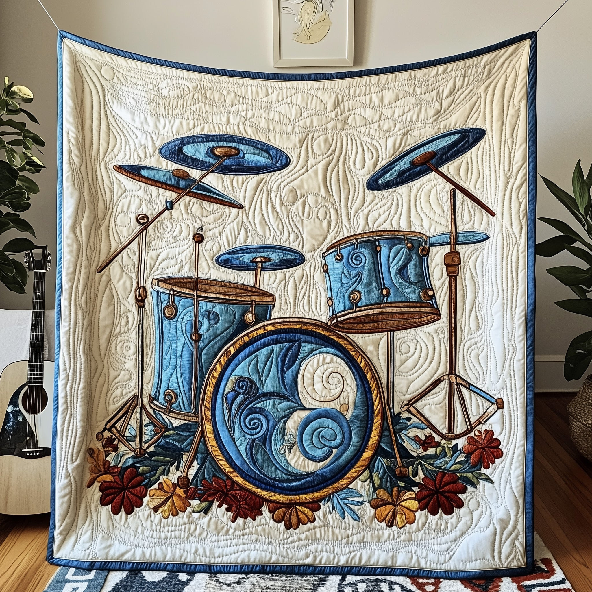 Retro Drum Set Quilted Blanket GFTOTP4230