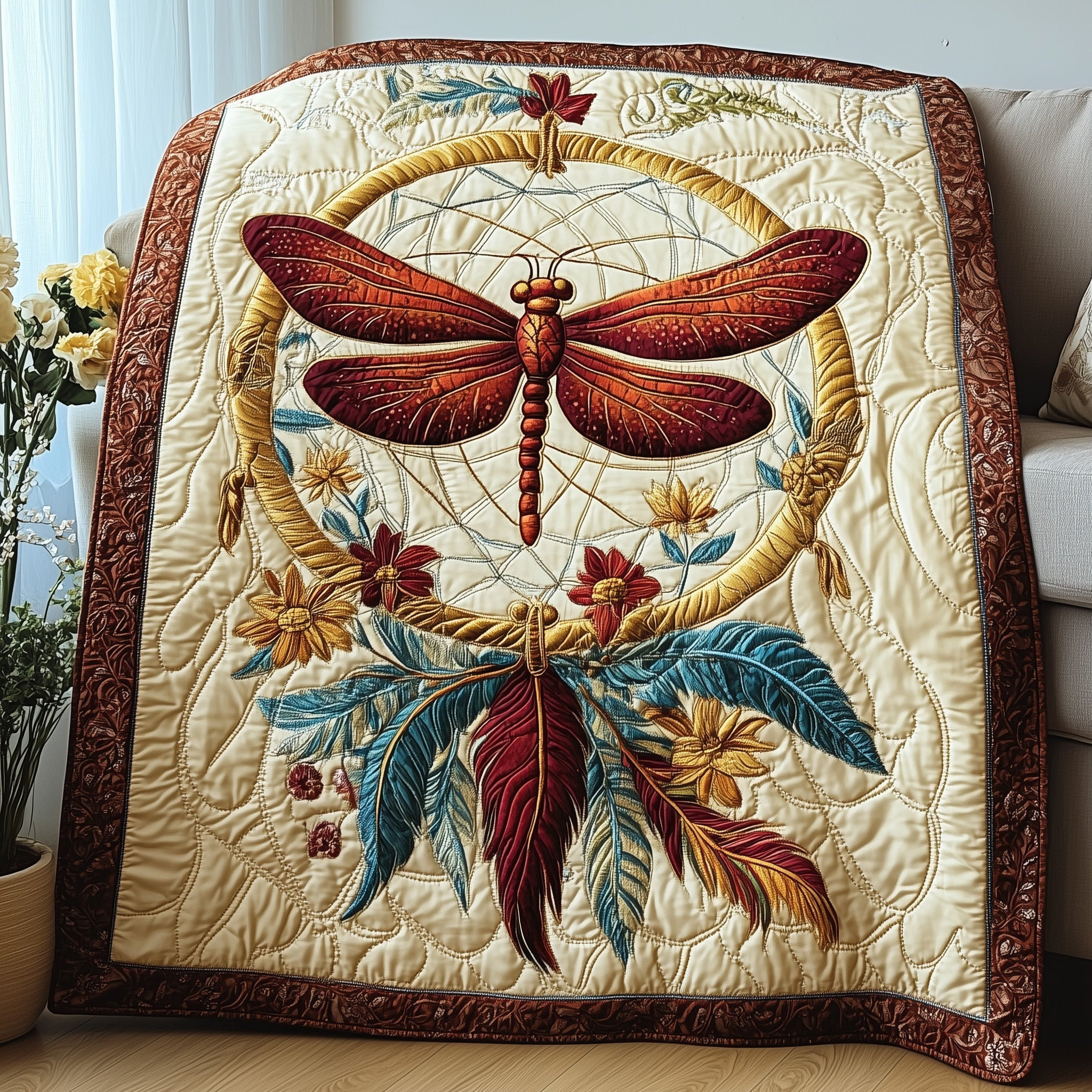 Dragonfly Dreamcatcher Quilted Blanket GFTOTP4106