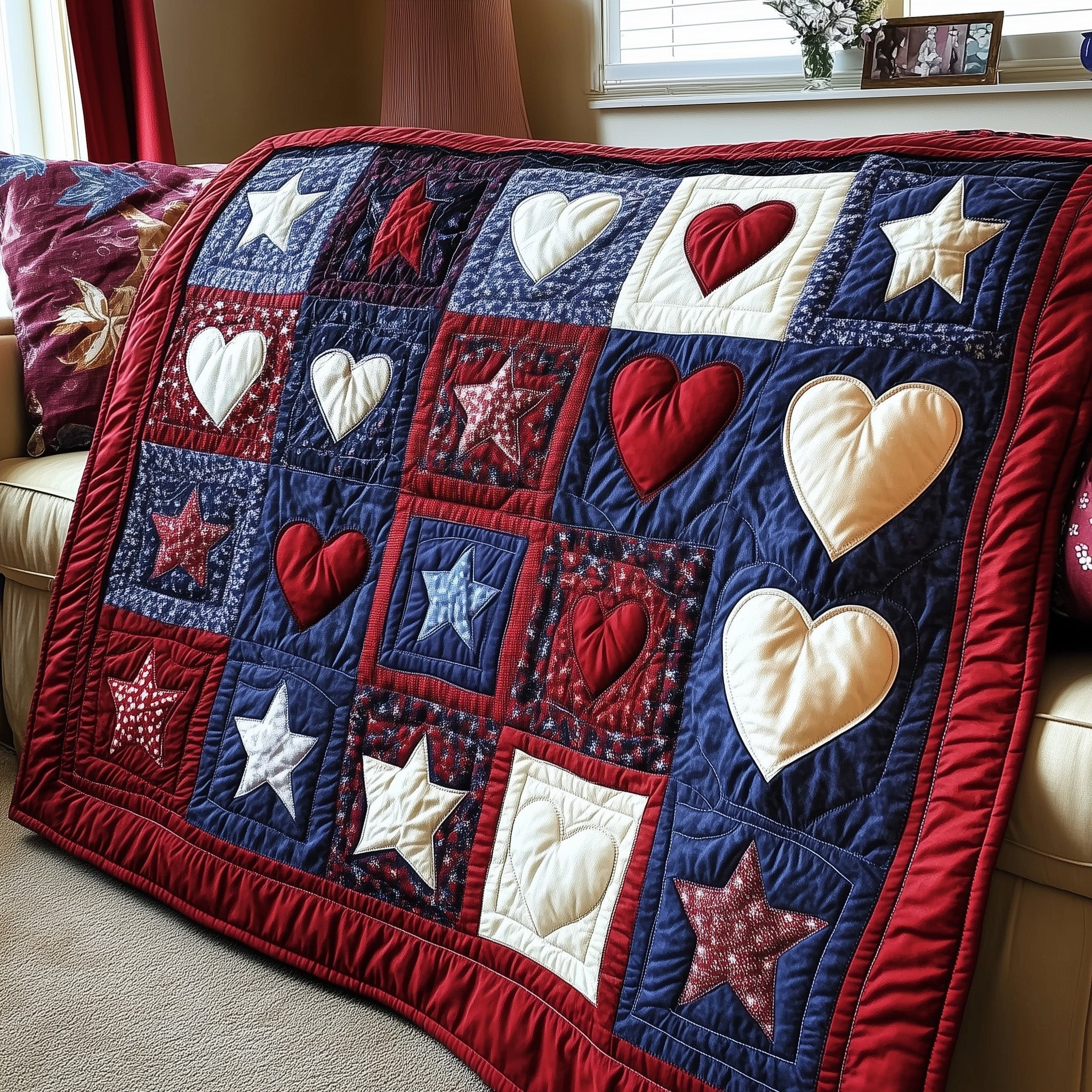 Patriotic Heart Quilted Blanket GFTOTP3872