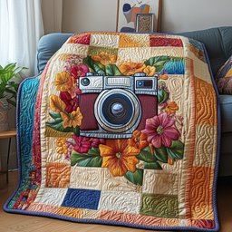 Vintage Camera Quilted Blanket GFTONL2907
