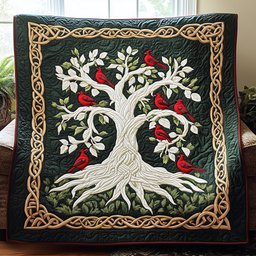 Tree Of Red Cardinals Quilted Blanket GFTOTP4015