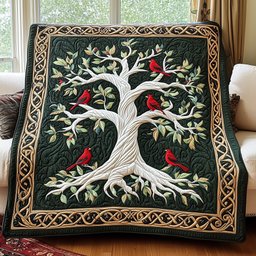 Tree Of Red Cardinals Quilted Blanket GFTOTP4017