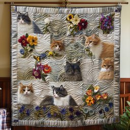 Cat Flower Vintage YR2008001CL Quilt